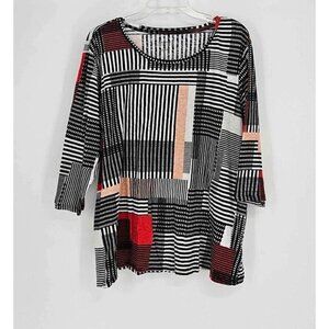 Daisy Fuentes Womens Lightweight Abstract Colored Scoop Neck Tunic Top Size 2X